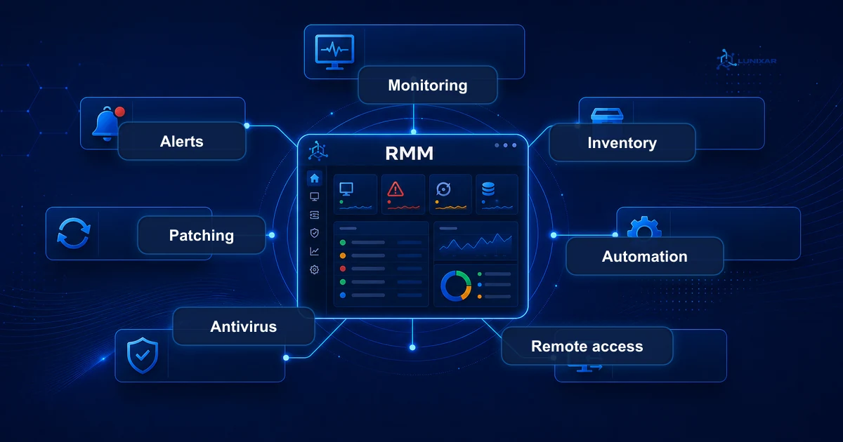 Open Rmm Sistema RMM: monitoreo, parches y acceso remoto | Lunixar