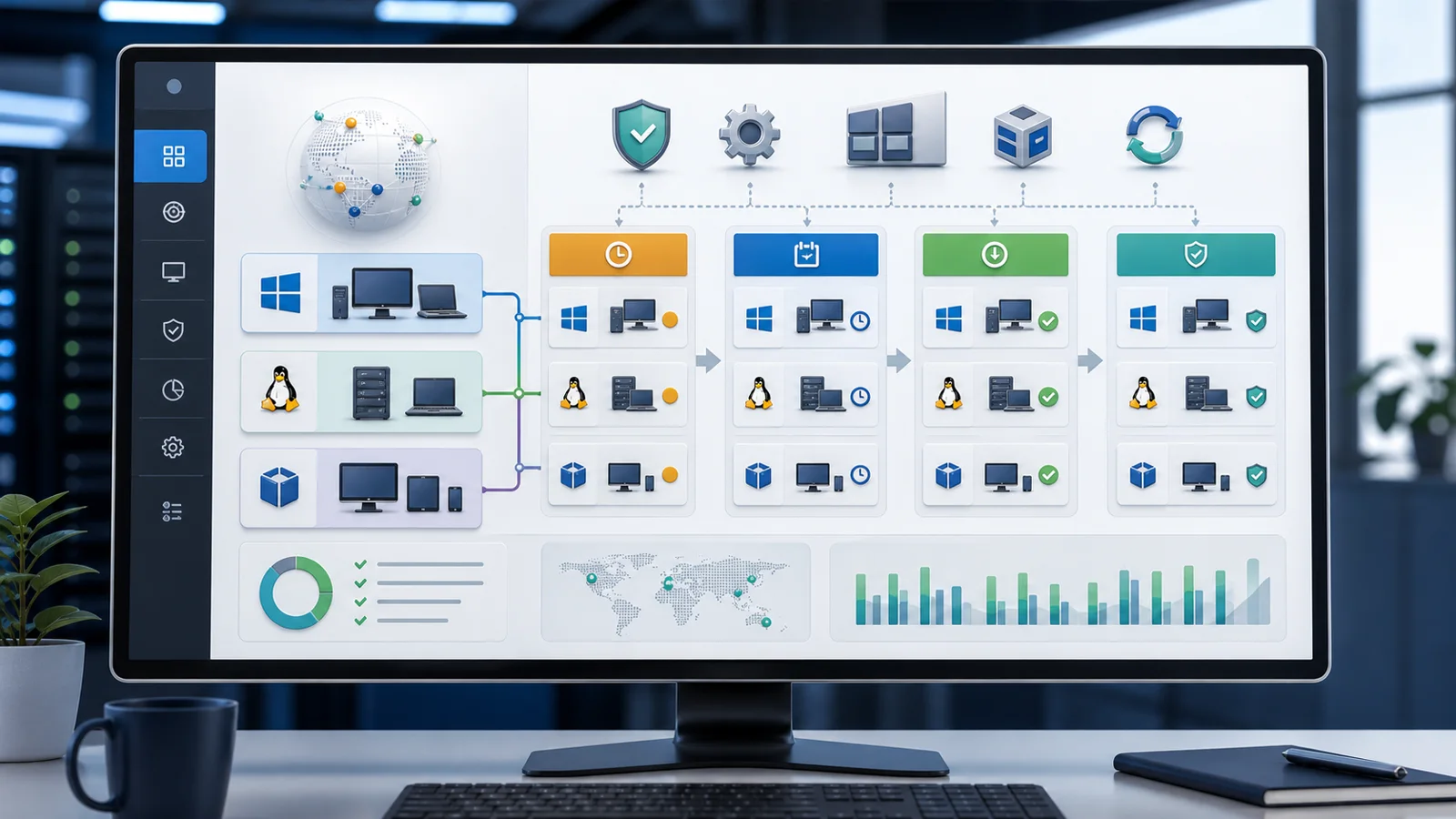 Fluxo centralizado de gerenciamento de patches para Windows, Linux e aplicativos